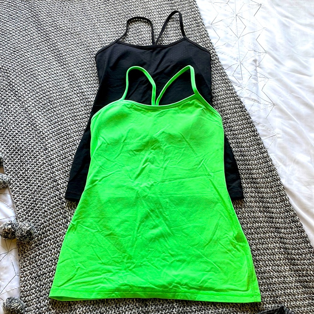 Lululemon Flow Y tank top neon green and black size 6 with pads included - Picture 1 of 2